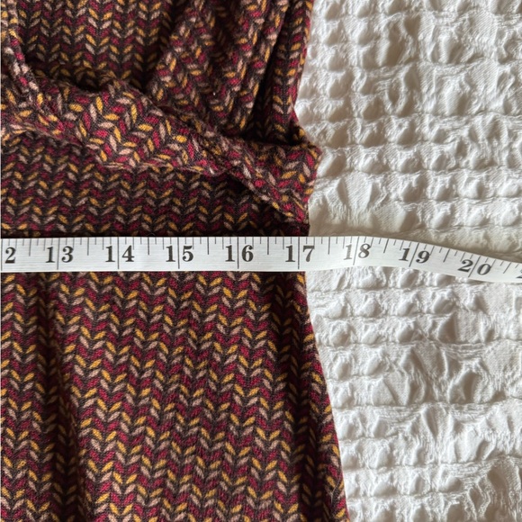 NWT ZA ZEN V-Neck Midi Dress Brown Gold Red Chevron Pattern Sz L Stretchy - Picture 10 of 14